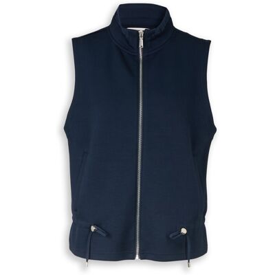TOM TAILOR Damen Scuba Sweatweste mit Stehkragen, blau, Uni, Gr. S TOM TAILOR Damen Scuba Sweatweste mit Stehkragen, blau, Uni, Gr. S
