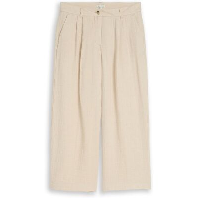 TOM TAILOR Damen Culotte Hose mit Leinenanteil, beige, Meliert, Gr. 42/28 TOM TAILOR Damen Culotte Hose mit Leinenanteil, beige, Meliert, Gr. 42/28