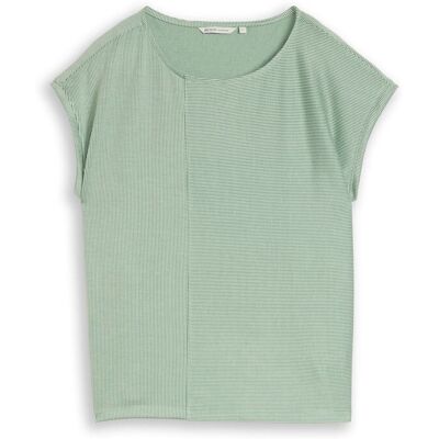 TOM TAILOR DENIM Damen Loose Fit T-Shirt mit Streifenmuster, grün, Gestreift, Gr. S TOM TAILOR DENIM Damen Loose Fit T-Shirt mit Streifenmuster, grün, Gestreift, Gr. S