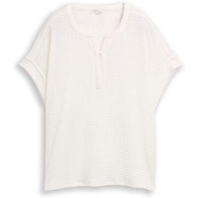 TOM TAILOR Damen Crinkle T-Shirt, weiß, Uni, Gr. S TOM TAILOR Damen Crinkle T-Shirt, weiß, Uni, Gr. S