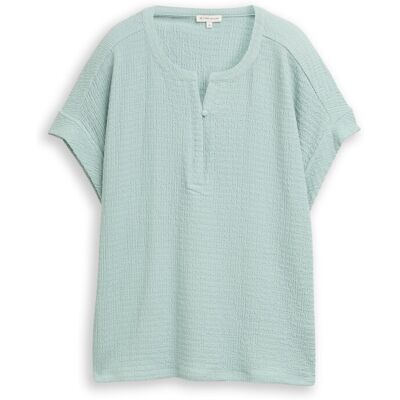 TOM TAILOR Damen Crinkle T-Shirt, blau, Uni, Gr. S TOM TAILOR Damen Crinkle T-Shirt, blau, Uni, Gr. S