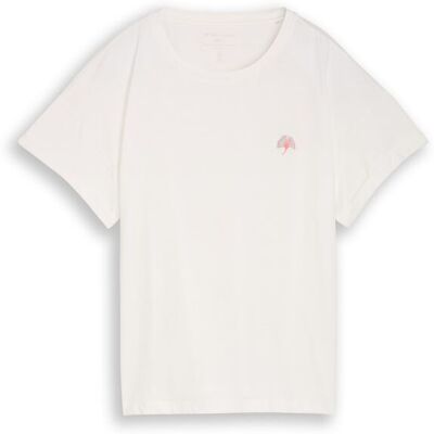 TOM TAILOR Damen T-Shirt mit Stickerei, weiß, Uni, Gr. S TOM TAILOR Damen T-Shirt mit Stickerei, weiß, Uni, Gr. S