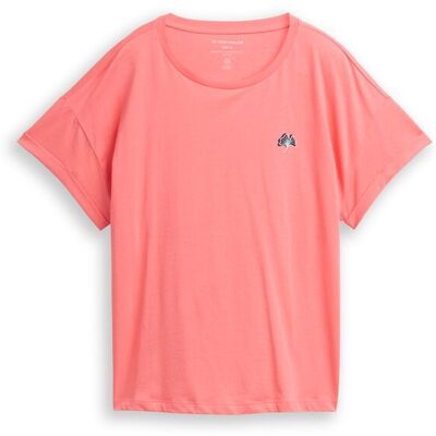 TOM TAILOR Damen T-Shirt mit Stickerei, rosa, Uni, Gr. S TOM TAILOR Damen T-Shirt mit Stickerei, rosa, Uni, Gr. S