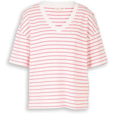 TOM TAILOR Damen Oversize T-Shirt mit Streifenmuster, weiß, Gestreift, Gr. S TOM TAILOR Damen Oversize T-Shirt mit Streifenmuster, weiß, Gestreift, Gr. S