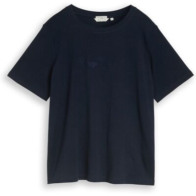 TOM TAILOR Damen Plus Size - T-Shirt aus Baumwolle, blau, Uni, Gr. 46 TOM TAILOR Damen Plus Size - T-Shirt aus Baumwolle, blau, Uni, Gr. 46