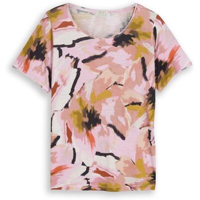 TOM TAILOR Damen Plus Size - T-Shirt aus Baumwolle, rosa, Geblümt, Gr. 48 TOM TAILOR Damen Plus Size - T-Shirt aus Baumwolle, rosa, Geblümt, Gr. 48