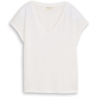 TOM TAILOR DENIM Damen T-Shirt aus Baumwolle, weiß, Meliert, Gr. M TOM TAILOR DENIM Damen T-Shirt aus Baumwolle, weiß, Meliert, Gr. M