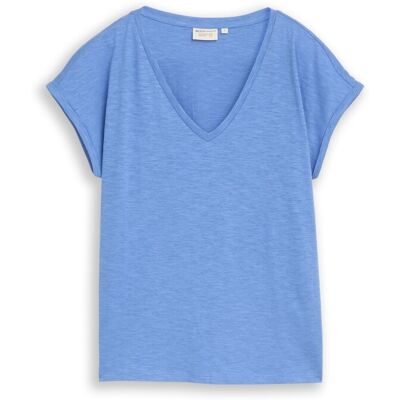TOM TAILOR DENIM Damen T-Shirt aus Baumwolle, blau, Meliert, Gr. M TOM TAILOR DENIM Damen T-Shirt aus Baumwolle, blau, Meliert, Gr. M