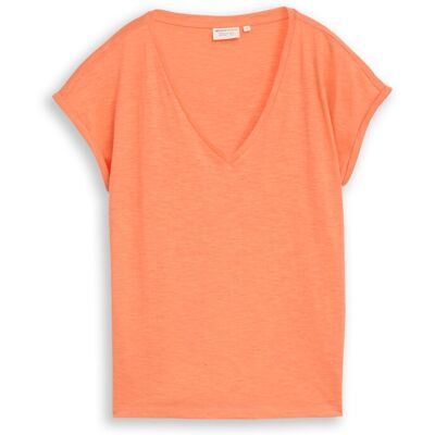 TOM TAILOR DENIM Damen T-Shirt aus Baumwolle, orange, Meliert, Gr. S TOM TAILOR DENIM Damen T-Shirt aus Baumwolle, orange, Meliert, Gr. S