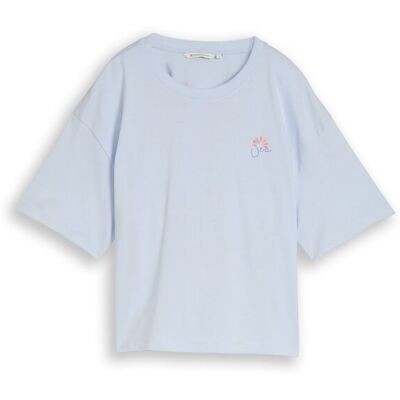 TOM TAILOR DENIM Damen Boxy Fit T-Shirt mit Rückenprint, blau, Uni, Gr. S TOM TAILOR DENIM Damen Boxy Fit T-Shirt mit Rückenprint, blau, Uni, Gr. S