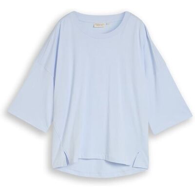 TOM TAILOR DENIM Damen Boxy Fit T-Shirt aus Baumwolle, blau, Uni, Gr. XXL TOM TAILOR DENIM Damen Boxy Fit T-Shirt aus Baumwolle, blau, Uni, Gr. XXL