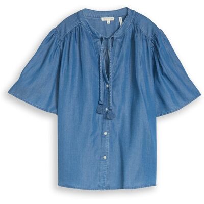 TOM TAILOR Damen Bluse mit Quasten, blau, Uni, Gr. 36 TOM TAILOR Damen Bluse mit Quasten, blau, Uni, Gr. 36