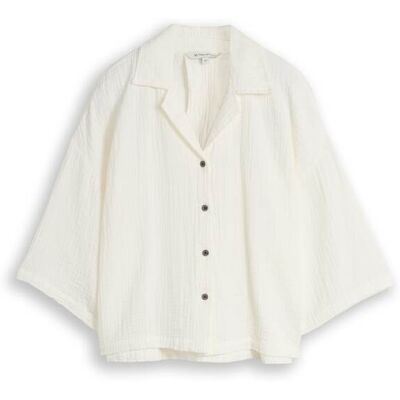 TOM TAILOR Damen Oversize Musselin Bluse aus Baumwolle, weiß, Uni, Gr. 34 TOM TAILOR Damen Oversize Musselin Bluse aus Baumwolle, weiß, Uni, Gr. 34