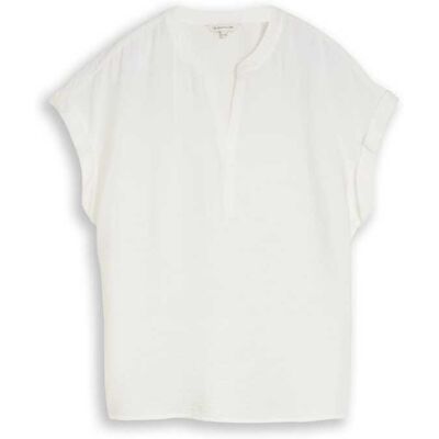 TOM TAILOR Damen Loose Fit Bluse mit V-Ausschnitt, weiß, Uni, Gr. 40 TOM TAILOR Damen Loose Fit Bluse mit V-Ausschnitt, weiß, Uni, Gr. 40