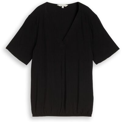 TOM TAILOR Damen Bluse aus Viskose, schwarz, Uni, Gr. 38 TOM TAILOR Damen Bluse aus Viskose, schwarz, Uni, Gr. 38