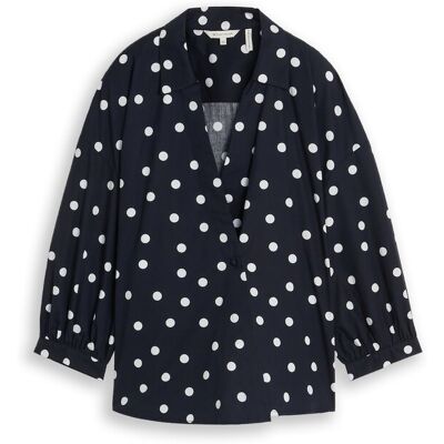 TOM TAILOR Damen Loose Fit Wickelbluse, blau, Gepunktet, Gr. 38 TOM TAILOR Damen Loose Fit Wickelbluse, blau, Gepunktet, Gr. 38