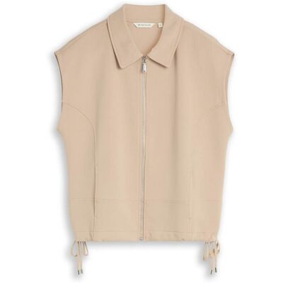 TOM TAILOR Damen Loose Fit Sweatweste mit Kragen, braun, Uni, Gr. S TOM TAILOR Damen Loose Fit Sweatweste mit Kragen, braun, Uni, Gr. S