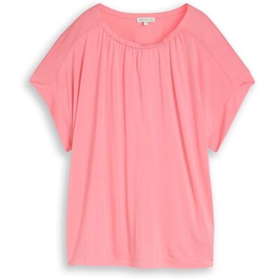 TOM TAILOR Damen T-Shirt mit Raffungen, rosa, Uni, Gr. S TOM TAILOR Damen T-Shirt mit Raffungen, rosa, Uni, Gr. S
