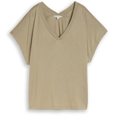 TOM TAILOR Damen T-Shirt mit V-Ausschnitt, grün, Uni, Gr. S TOM TAILOR Damen T-Shirt mit V-Ausschnitt, grün, Uni, Gr. S