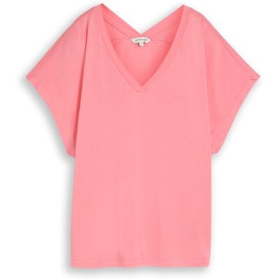 TOM TAILOR Damen T-Shirt mit V-Ausschnitt, rosa, Uni, Gr. S TOM TAILOR Damen T-Shirt mit V-Ausschnitt, rosa, Uni, Gr. S