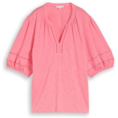 TOM TAILOR Damen Blusenshirt mit Spitzendetails, rosa, Uni, Gr. M TOM TAILOR Damen Blusenshirt mit Spitzendetails, rosa, Uni, Gr. M