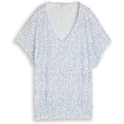 TOM TAILOR Damen Crinkle T-Shirt mit Muster, weiß, Gemustert, Gr. S TOM TAILOR Damen Crinkle T-Shirt mit Muster, weiß, Gemustert, Gr. S