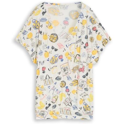TOM TAILOR Damen Crinkle T-Shirt mit Muster, weiß, Gemustert, Gr. S TOM TAILOR Damen Crinkle T-Shirt mit Muster, weiß, Gemustert, Gr. S