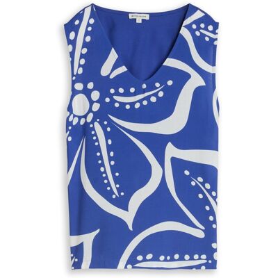 TOM TAILOR Damen Top mit Blumenmuster, blau, Uni, Gr. S TOM TAILOR Damen Top mit Blumenmuster, blau, Uni, Gr. S