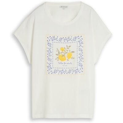 TOM TAILOR Damen T-Shirt im Material-Mix, weiß, Uni, Gr. S TOM TAILOR Damen T-Shirt im Material-Mix, weiß, Uni, Gr. S