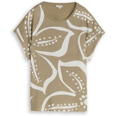 TOM TAILOR Damen T-Shirt im Material-Mix, grün, Uni, Gr. XXL TOM TAILOR Damen T-Shirt im Material-Mix, grün, Uni, Gr. XXL