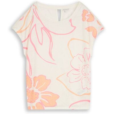 TOM TAILOR Damen T-Shirt mit Blumenmuster, weiß, Geblümt, Gr. XL TOM TAILOR Damen T-Shirt mit Blumenmuster, weiß, Geblümt, Gr. XL