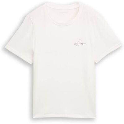 TOM TAILOR Damen T-Shirt mit Print, weiß, Uni, Gr. M TOM TAILOR Damen T-Shirt mit Print, weiß, Uni, Gr. M