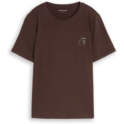TOM TAILOR Damen T-Shirt mit Print, braun, Uni, Gr. S TOM TAILOR Damen T-Shirt mit Print, braun, Uni, Gr. S