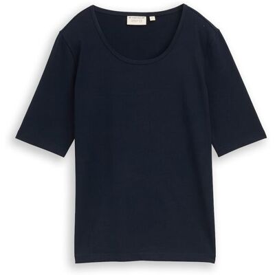 TOM TAILOR Damen Basic T-Shirt mit Rundhalsausschnitt, blau, Uni, Gr. S TOM TAILOR Damen Basic T-Shirt mit Rundhalsausschnitt, blau, Uni, Gr. S