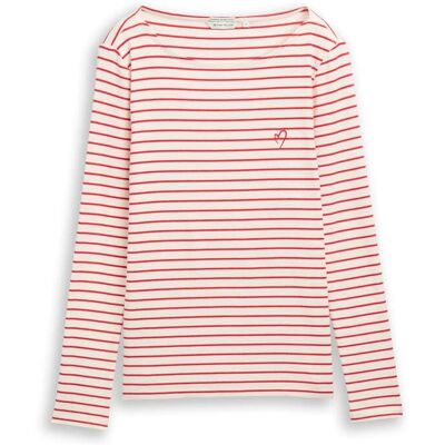 TOM TAILOR Damen Langarmshirt mit Streifenmuster, rot, Gestreift, Gr. S TOM TAILOR Damen Langarmshirt mit Streifenmuster, rot, Gestreift, Gr. S