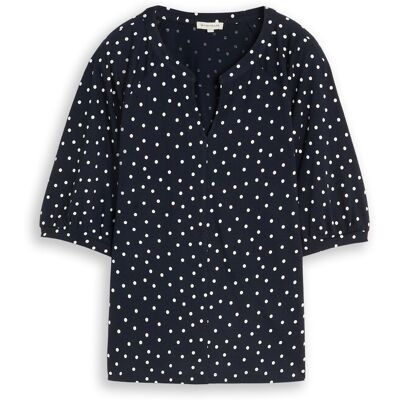 TOM TAILOR Damen T-Shirt mit Punktemuster, blau, Gepunktet, Gr. XL TOM TAILOR Damen T-Shirt mit Punktemuster, blau, Gepunktet, Gr. XL