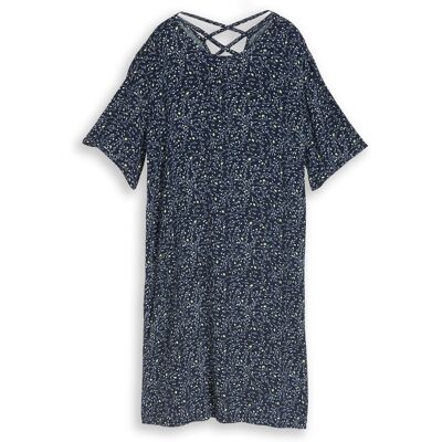 TOM TAILOR Damen Loose Fit Kleid mit Cut-Out-Detail, blau, Gemustert, Gr. 34 TOM TAILOR Damen Loose Fit Kleid mit Cut-Out-Detail, blau, Gemustert, Gr. 34