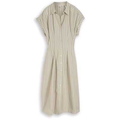 TOM TAILOR Damen Midi-Kleid mit Streifenmuster, grün, Gestreift, Gr. 36 TOM TAILOR Damen Midi-Kleid mit Streifenmuster, grün, Gestreift, Gr. 36