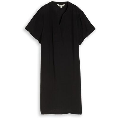 TOM TAILOR Damen Kleid mit V-Ausschnitt, schwarz, Uni, Gr. 34 TOM TAILOR Damen Kleid mit V-Ausschnitt, schwarz, Uni, Gr. 34