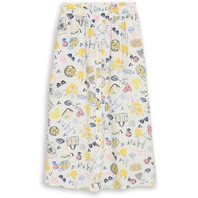 TOM TAILOR Damen High Waist Midi-Rock mit Knopfleiste, weiß, Gemustert, Gr. 38 TOM TAILOR Damen High Waist Midi-Rock mit Knopfleiste, weiß, Gemustert, Gr. 38