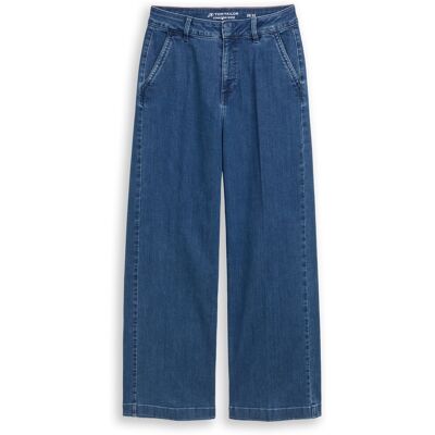 TOM TAILOR Damen TTMADINA WIDE Jeans, blau, Uni, Gr. 34/32 TOM TAILOR Damen TTMADINA WIDE Jeans, blau, Uni, Gr. 34/32