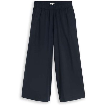 TOM TAILOR Damen Cropped Wide Leg Hose, blau, Uni, Gr. 46/28 TOM TAILOR Damen Cropped Wide Leg Hose, blau, Uni, Gr. 46/28