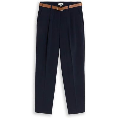 TOM TAILOR Damen Loose Fit Barrel Hose mit Gürtel, blau, Uni, Gr. 40/28 TOM TAILOR Damen Loose Fit Barrel Hose mit Gürtel, blau, Uni, Gr. 40/28