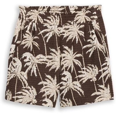 TOM TAILOR DENIM Damen Crinkle Relaxed Fit Shorts, braun, Gemustert, Gr. XL TOM TAILOR DENIM Damen Crinkle Relaxed Fit Shorts, braun, Gemustert, Gr. XL