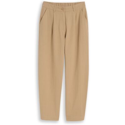 TOM TAILOR DENIM Damen Barrel Hose aus Baumwolle, braun, Uni, Gr. XL TOM TAILOR DENIM Damen Barrel Hose aus Baumwolle, braun, Uni, Gr. XL
