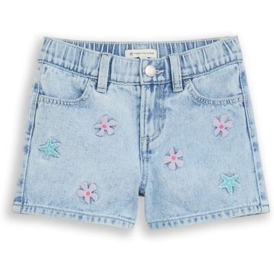 TOM TAILOR Mädchen Jeans Shorts mit Stickerei, blau, Uni, Gr. 110 TOM TAILOR Mädchen Jeans Shorts mit Stickerei, blau, Uni, Gr. 110