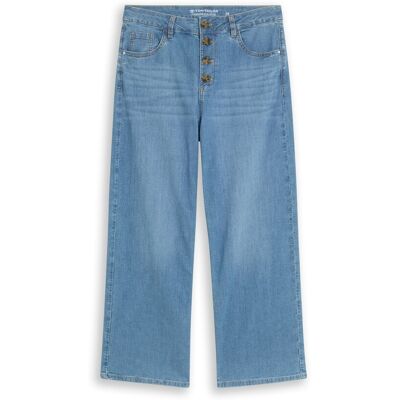 TOM TAILOR Damen TTNELMA CULOTTE Jeans mit Knopfleiste, blau, Uni, Gr. 27/28 TOM TAILOR Damen TTNELMA CULOTTE Jeans mit Knopfleiste, blau, Uni, Gr. 27/28