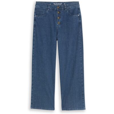 TOM TAILOR Damen TTNELMA CULOTTE Jeans mit Knopfleiste, blau, Uni, Gr. 27/28 TOM TAILOR Damen TTNELMA CULOTTE Jeans mit Knopfleiste, blau, Uni, Gr. 27/28