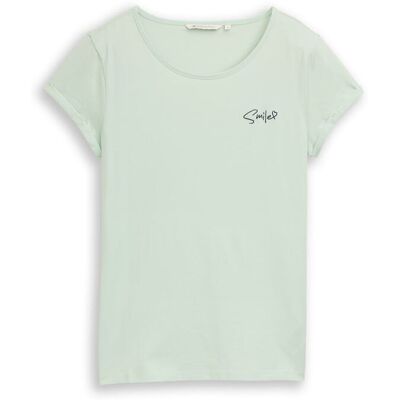 TOM TAILOR DENIM Damen Slim Fit T-Shirt mit Stickerei, grün, Uni, Gr. XL TOM TAILOR DENIM Damen Slim Fit T-Shirt mit Stickerei, grün, Uni, Gr. XL