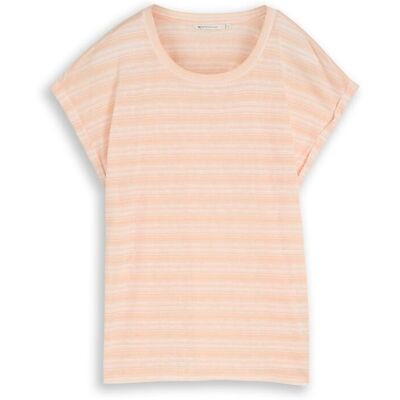 TOM TAILOR DENIM Damen T-Shirt mit Streifenmuster, orange, Gestreift, Gr. XXL TOM TAILOR DENIM Damen T-Shirt mit Streifenmuster, orange, Gestreift, Gr. XXL